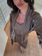 Satin dress with cardigan ✨