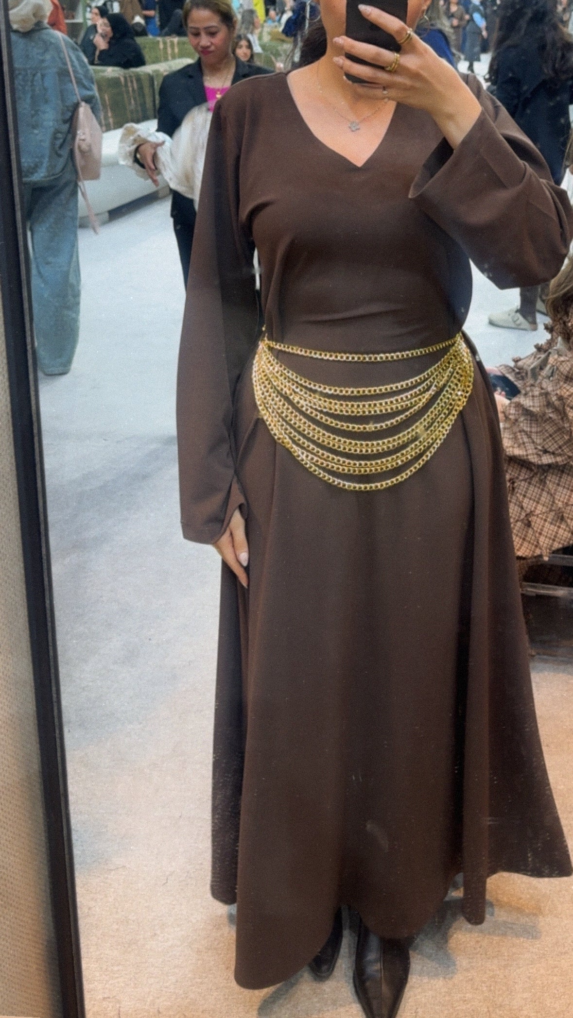 Brown with gold belt