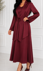 Satin dress with cardigan ✨