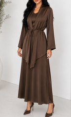 Satin dress with cardigan ✨