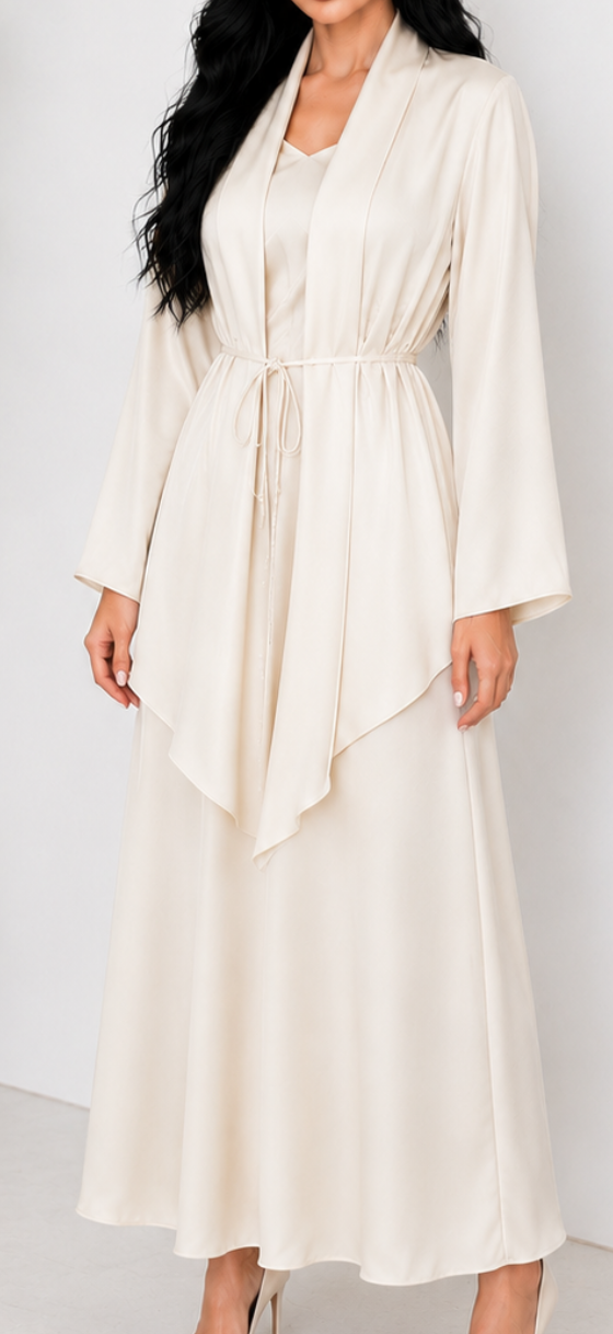 Satin dress with cardigan ✨